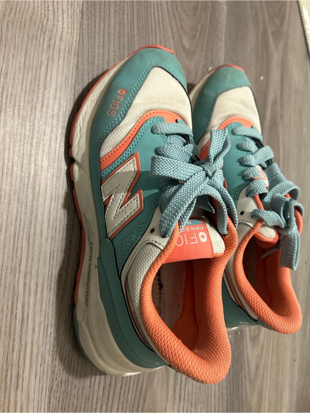 New Balance Teal Aqua and Coral Women's Sneakers - Picture 3 of 3